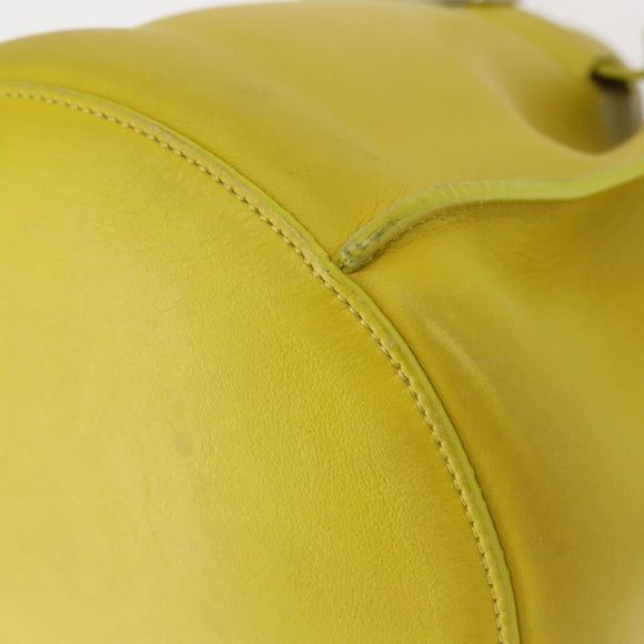 CELINE Big bag Bucket Shoulder Bag Leather Yellow Silver Auth 148918