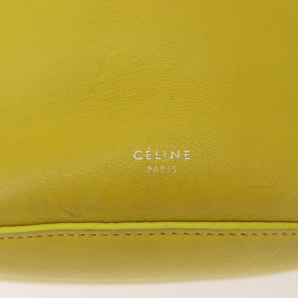 CELINE Big bag Bucket Shoulder Bag Leather Yellow Silver Auth 148918