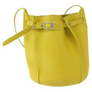 CELINE Big bag Bucket Shoulder Bag Leather Yellow Silver Auth 148918-13