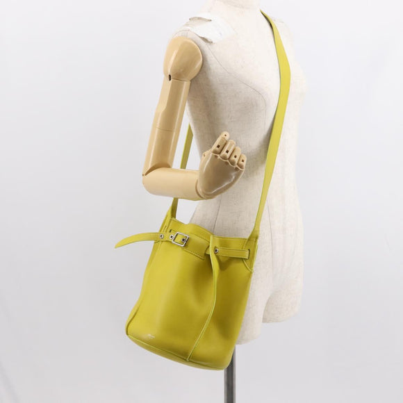 CELINE Big bag Bucket Shoulder Bag Leather Yellow Silver Auth 148918