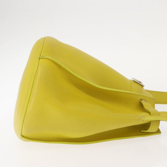 CELINE Big bag Bucket Shoulder Bag Leather Yellow Silver Auth 148918