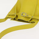 CELINE Big bag Bucket Shoulder Bag Leather Yellow Silver Auth 148918-6
