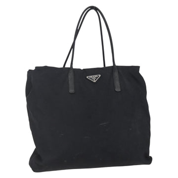 PRADA Hand Bag Nylon Black Silver Auth 148930