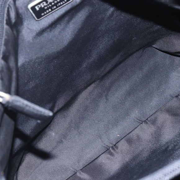 PRADA Hand Bag Nylon Black Silver Auth 148930