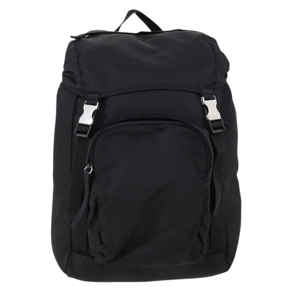 PRADA Backpack Nylon Black Silver Auth 148932