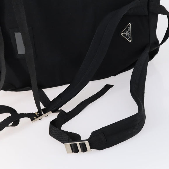 PRADA Backpack Nylon Black Silver Auth 148932