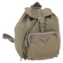 PRADA Backpack Nylon Beige Silver Auth 148934-1