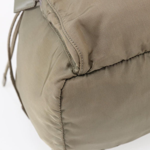 PRADA Backpack Nylon Beige Silver Auth 148934