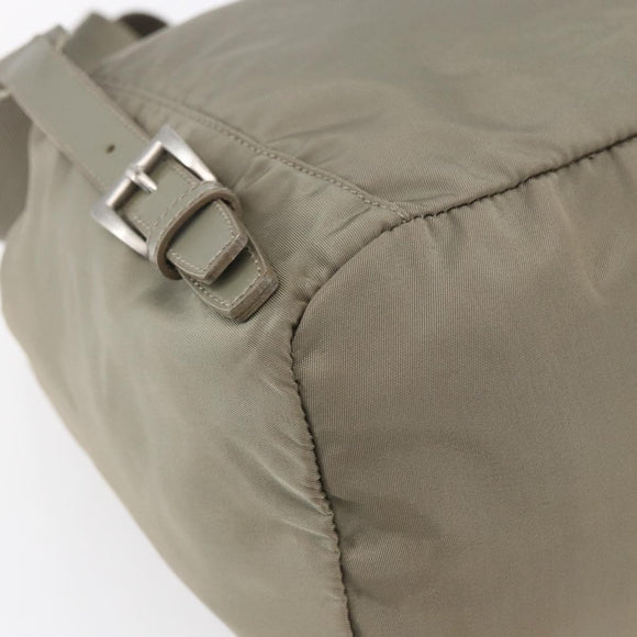 PRADA Backpack Nylon Beige Silver Auth 148934