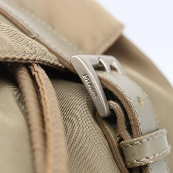 PRADA Backpack Nylon Beige Silver Auth 148934
