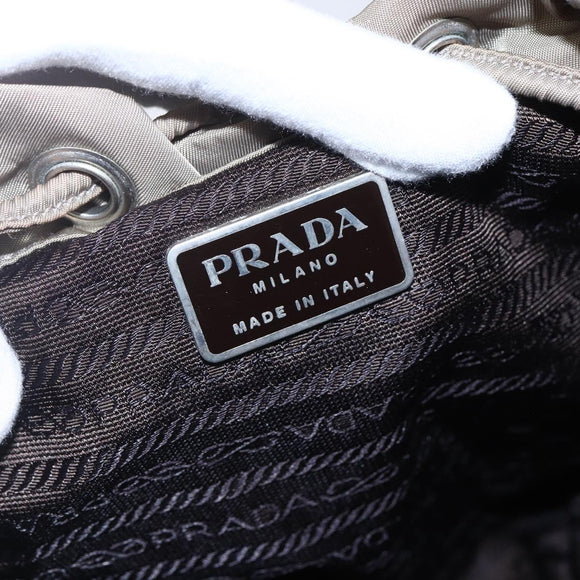 PRADA Backpack Nylon Beige Silver Auth 148934