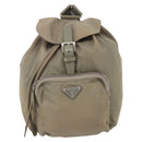 PRADA Backpack Nylon Beige Silver Auth 148934-13