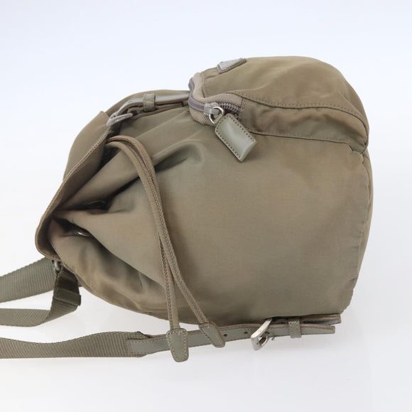 PRADA Backpack Nylon Beige Silver Auth 148934
