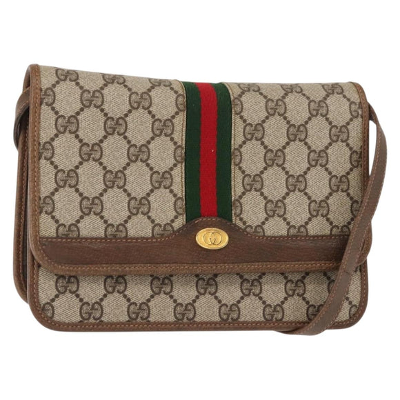 GUCCI GG Supreme Web Sherry Line Shoulder Bag PVC Beige 66 001 4461 Auth 148936