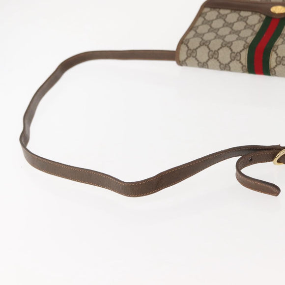 GUCCI GG Supreme Web Sherry Line Shoulder Bag PVC Beige 66 001 4461 Auth 148936