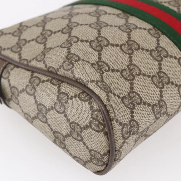 GUCCI GG Supreme Web Sherry Line Clutch Bag PVC Beige Gold 22 01 012 Auth 148937