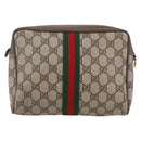 GUCCI GG Supreme Web Sherry Line Clutch Bag PVC Beige Gold 22 01 012 Auth 148937-2