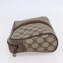GUCCI GG Supreme Web Sherry Line Clutch Bag PVC Beige Gold 22 01 012 Auth 148937-3