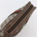 GUCCI GG Supreme Web Sherry Line Clutch Bag PVC Beige Gold 22 01 012 Auth 148937-5