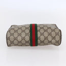 GUCCI GG Supreme Web Sherry Line Clutch Bag PVC Beige Gold 22 01 012 Auth 148937-6