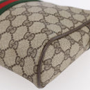 GUCCI GG Supreme Web Sherry Line Clutch Bag PVC Beige Gold 22 01 012 Auth 148937-7
