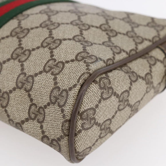 GUCCI GG Supreme Web Sherry Line Clutch Bag PVC Beige Gold 22 01 012 Auth 148937