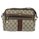 GUCCI GG Supreme Web Sherry Line Shoulder Bag PVC Beige Gold 010 378 Auth 148938-13