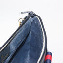 GUCCI GG Supreme Sherry Line Shoulder Bag PVC Navy Gold 39 02 026 Auth 148943-20