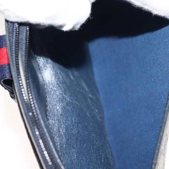 GUCCI GG Supreme Sherry Line Shoulder Bag PVC Navy Gold 39 02 026 Auth 148943