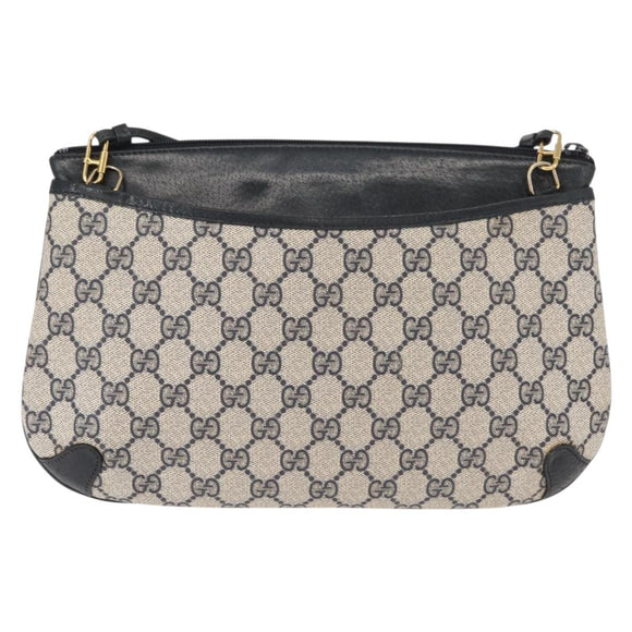 GUCCI GG Supreme Sherry Line Shoulder Bag PVC Navy Gold 39 02 026 Auth 148943