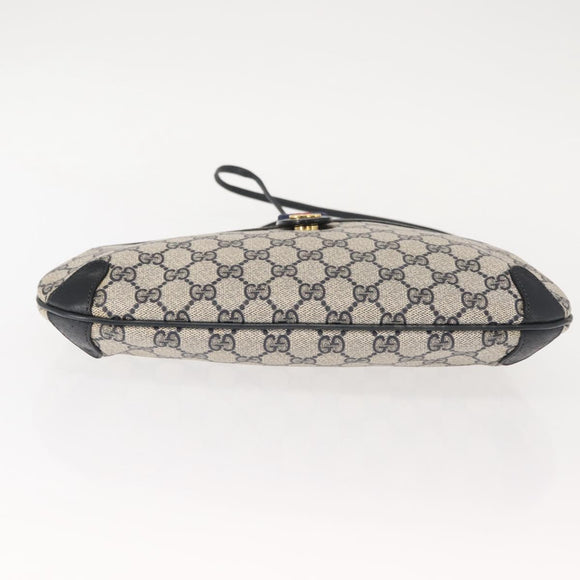 GUCCI GG Supreme Sherry Line Shoulder Bag PVC Navy Gold 39 02 026 Auth 148943