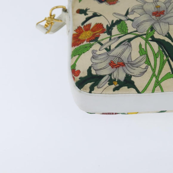 GUCCI Flora Shoulder Bag Canvas Beige Gold 004 92 0230 Auth 148945