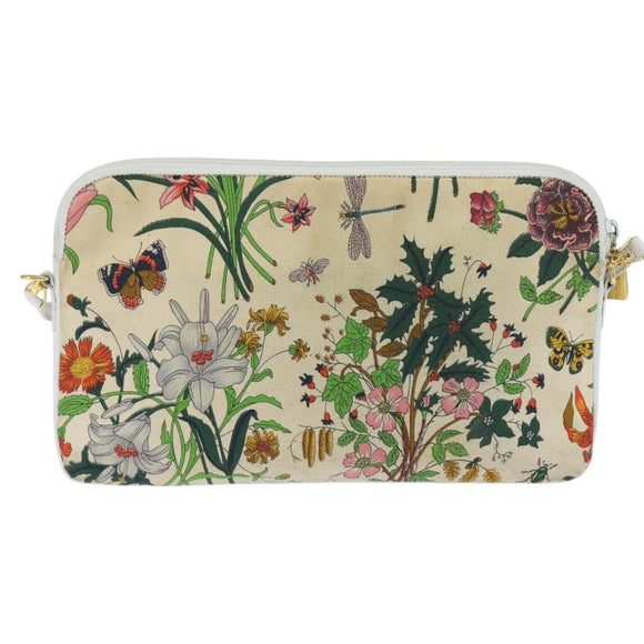 GUCCI Flora Shoulder Bag Canvas Beige Gold 004 92 0230 Auth 148945
