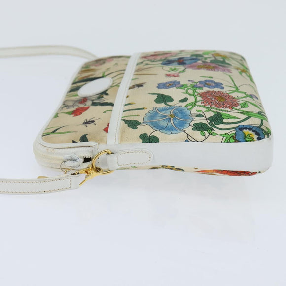GUCCI Flora Shoulder Bag Canvas Beige Gold 004 92 0230 Auth 148945