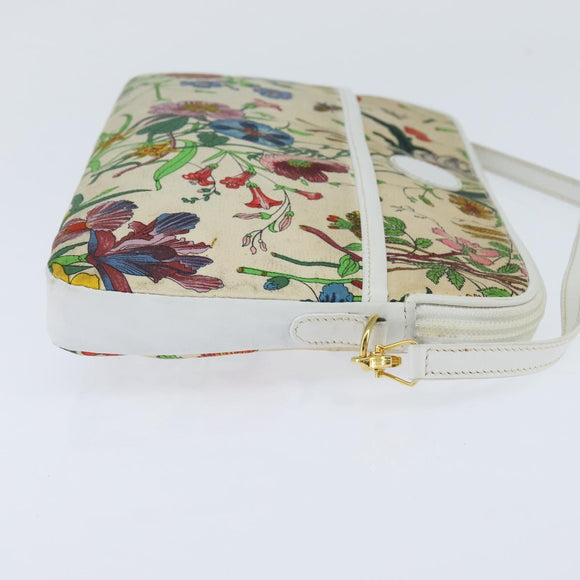 GUCCI Flora Shoulder Bag Canvas Beige Gold 004 92 0230 Auth 148945