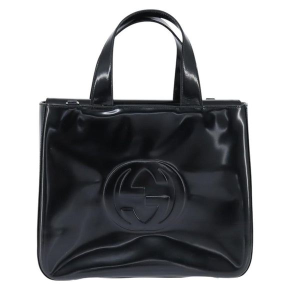 GUCCI Hand Bag Enamel Black 000 1013 0504 Auth 148949
