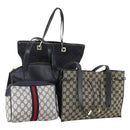 GUCCI GG Supreme Canvas Shoulder Bag 4 Set Beige Navy black Auth 148950-1