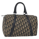 Christian Dior Trotter Canvas Boston Bag Navy Silver Auth 148951-1