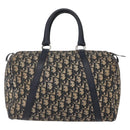 Christian Dior Trotter Canvas Boston Bag Navy Silver Auth 148951-2