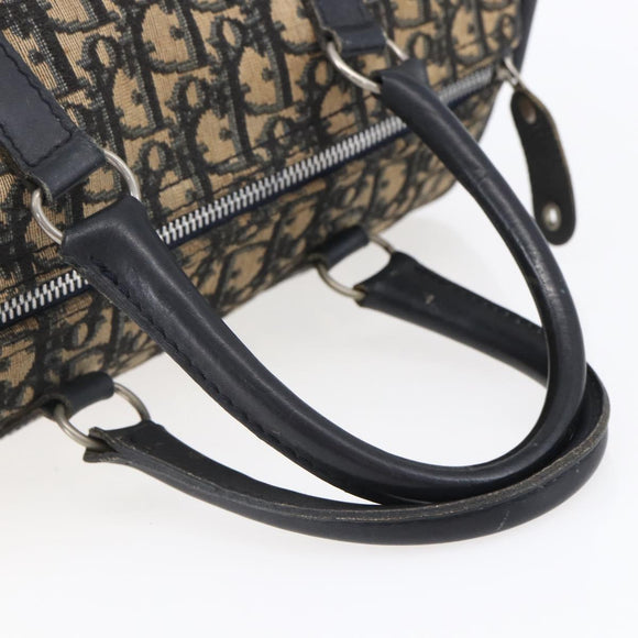 Christian Dior Trotter Canvas Boston Bag Navy Silver Auth 148951