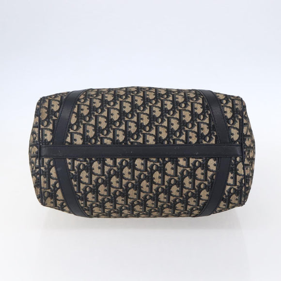 Christian Dior Trotter Canvas Boston Bag Navy Silver Auth 148951