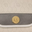 Christian Dior Honeycomb Canvas Clutch Bag PVC Leather White Gold Auth 148952-17