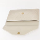 Christian Dior Honeycomb Canvas Clutch Bag PVC Leather White Gold Auth 148952-9