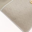 Christian Dior Honeycomb Canvas Clutch Bag PVC Leather White Gold Auth 148952-10