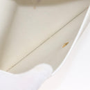 Christian Dior Honeycomb Canvas Clutch Bag PVC Leather White Gold Auth 148952-12