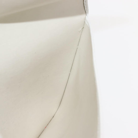 Christian Dior Honeycomb Canvas Clutch Bag PVC Leather White Gold Auth 148952