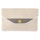 Christian Dior Honeycomb Canvas Clutch Bag PVC Leather White Gold Auth 148952-13