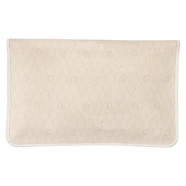 Christian Dior Honeycomb Canvas Clutch Bag PVC Leather White Gold Auth 148952 - 0