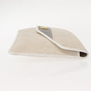 Christian Dior Honeycomb Canvas Clutch Bag PVC Leather White Gold Auth 148952-4