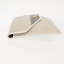 Christian Dior Honeycomb Canvas Clutch Bag PVC Leather White Gold Auth 148952-5